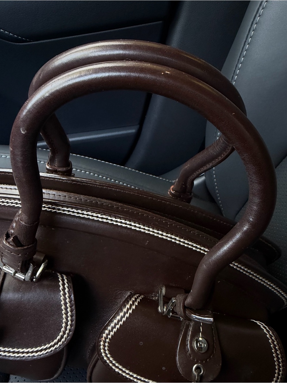 Rare Christian Dior Detective Bag Brown Leather Galliano Era C&D Charm Y2K - Picture 7 of 16